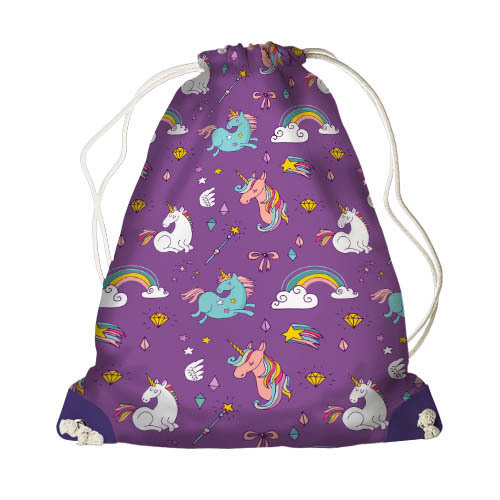 Рюкзак-мешок MINI Единороги на фиолетовом фоне