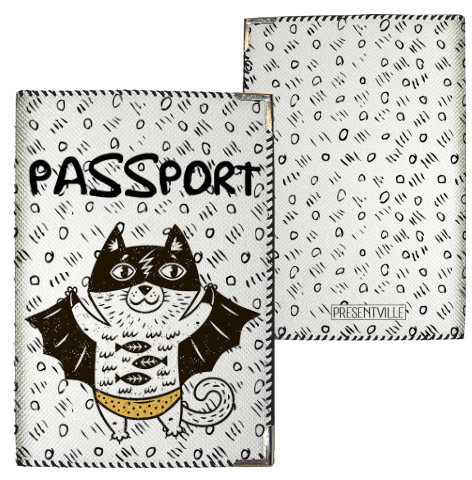Обложка на паспорт Кот-супергерой