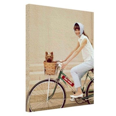 Картина на тканині, 45х65 см Одрі Хепберн на велосипеді