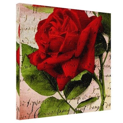 Картина на тканині, 65х65 см Червона троянда