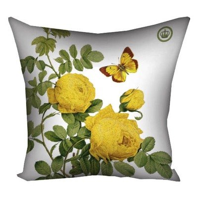 Подушка з принтом 30х30 см Жовті квіти з метеликом