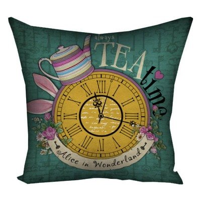 Подушка с принтом 50х50 см Always tea time Alice in Wonderland