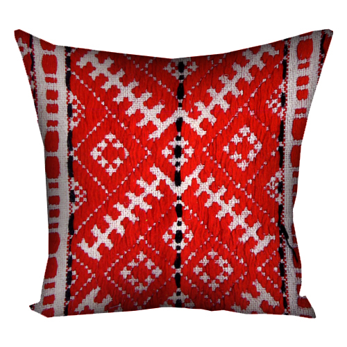 Подушка з принтом 40х40 см Український орнамент червоний