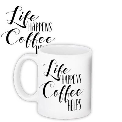 Чашка з принтом Life happens, coffee helps