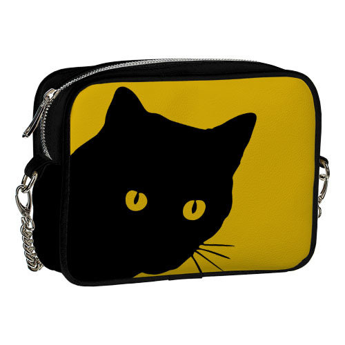 Сумка на ланцюжку Cherie Чорна кішка з жовтими очима