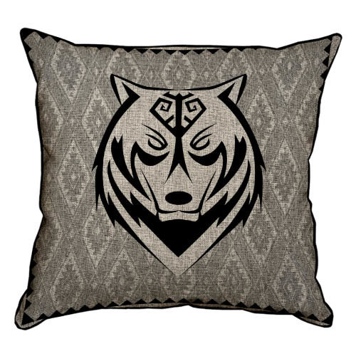 Подушка декоративна 45х45 см (мішковина) Wolf