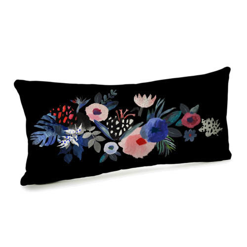 Подушка для дивана (бархат) 50х24 см Цветы