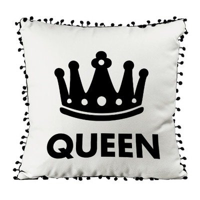 Подушка декоративна з помпонами (мішковина) Queen
