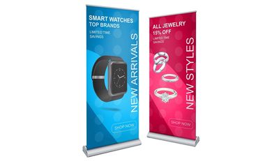 Retractable Banner Stand Wide Base 33x84 Inches