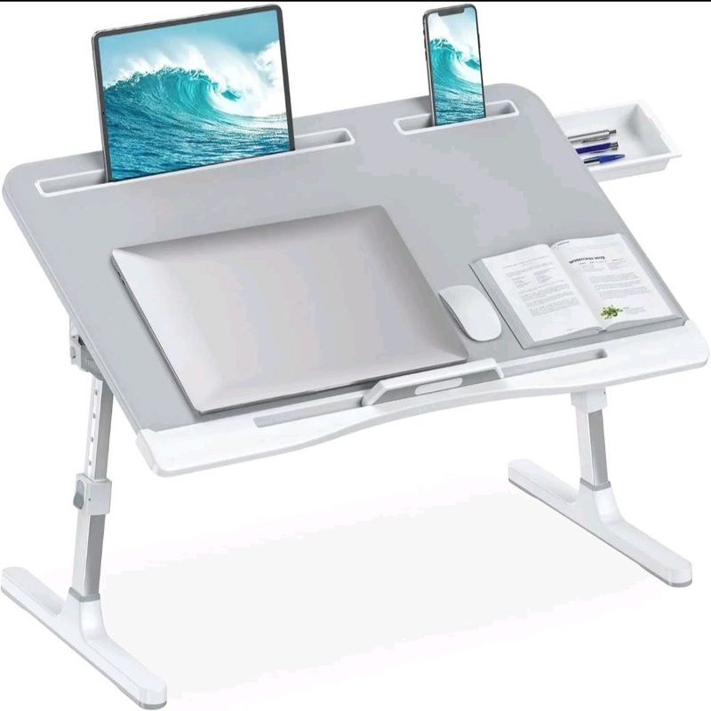 Foldable Laptop Bed Tray Desk, Adjustable Laptop Bed Table with Heights and Angles, Upgraded-Sturdy Laptop Lap Desk for Bed/Sofa/Couch/Floor, Lap Tablet Desk (NO Drawer, Grey) Foldable Laptop Bed Tray Desk, Adjustable Laptop Bed Table with Heights and Angles, Upgraded-Sturdy Laptop Lap Desk for Bed/Sofa/Couch/Floor, Lap Tablet Desk (NO Drawer, Grey)