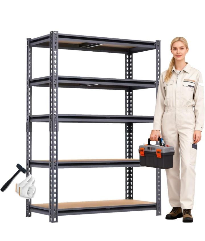 5-Tier Heavy Duty Storage Shelving Unit, 2000 lbs Capacity, Adjustable Metal Utility Shelf, 48" L x 18" W x 73" H for Garage, Kitchen, Pantry, Basement, Bathroom, Laundry