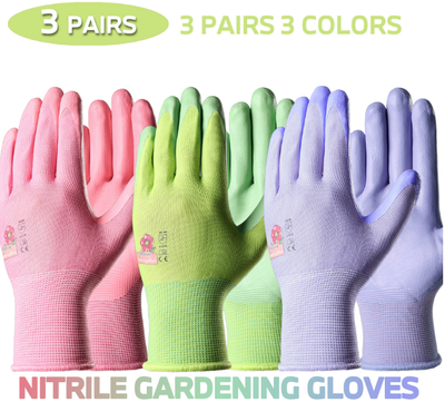 3 Colorful Pairs of Women&#39;s Garden Gloves