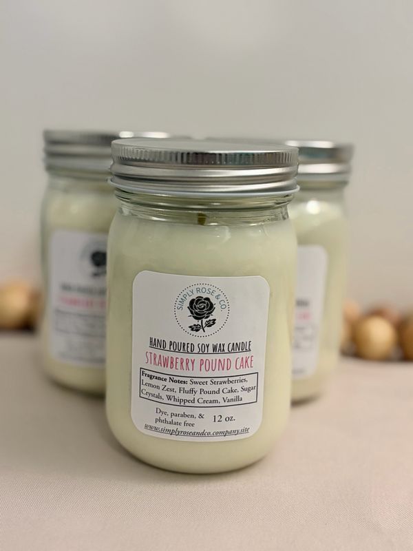 Strawberry Pound Cake- 12 oz. Candle