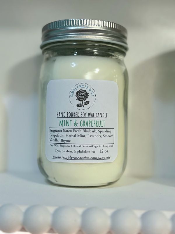 Mint &amp; Grapefruit- 12 oz. Candle