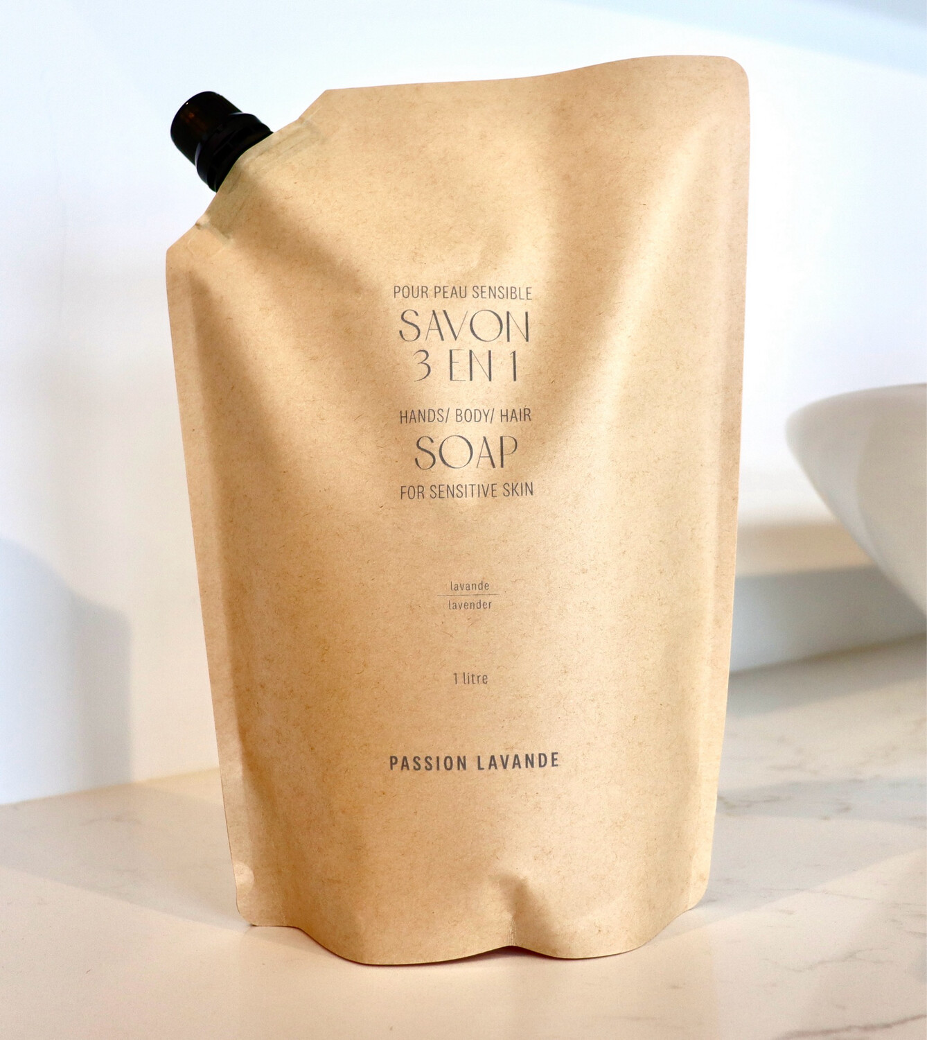 Savon 3 en 1 format pochette 1 litre pour remplissage