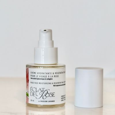 Crème hydratante &amp; régénératrice pour le visage à la rose - Avec acide hyaluronique et collagène - Éclat de Rose