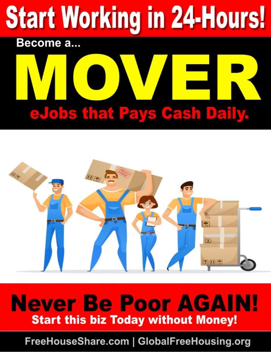 Need $1000 Cash Daily! Start Working in 24 Hours! Become a Cool Mover w/out a truck or money! Make Great Cash Daily!