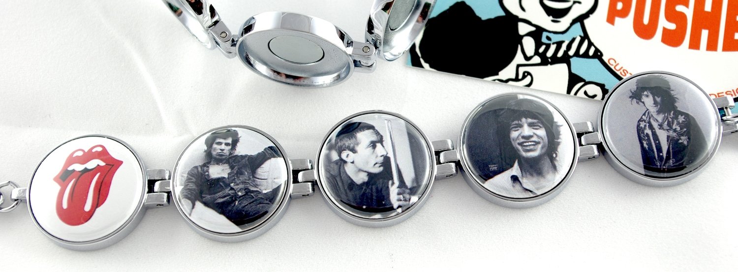 Artclix Rolling Stones ca. 1965 & 1980 Bracelet Buttons