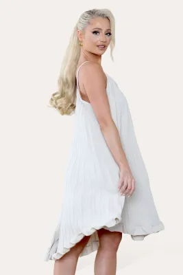 Curve Pleated Ruffle Frilly Spaghetti Strap Dress