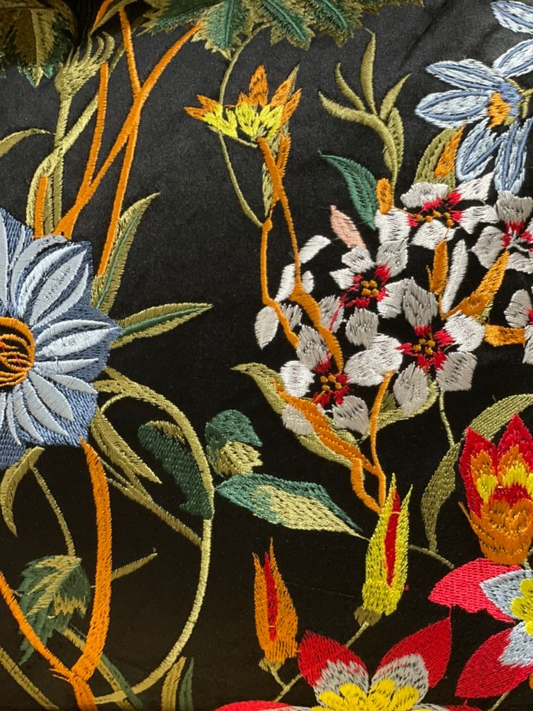 Kussen | Flowers | Multi color Zwart