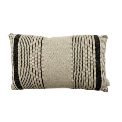 Kussen | Streep | Creme, Zwart