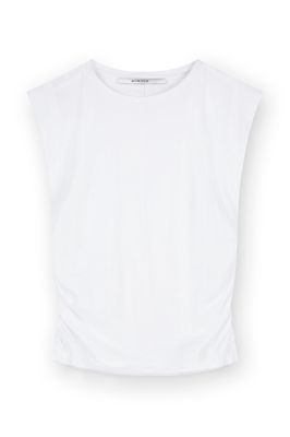 Sleeveless top shirt with gathering