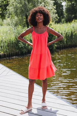 Jans Short Dress wafel korte jurk spaghetti bandje