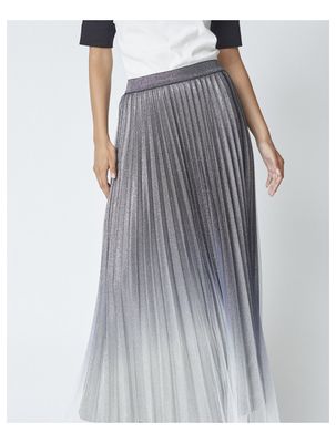 COUT CC Glitter Plisse Skirt Silver