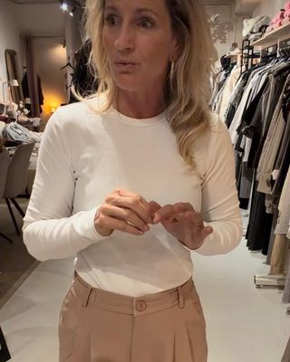 TURQ T Shirt Lange mouw Ribbel structuur