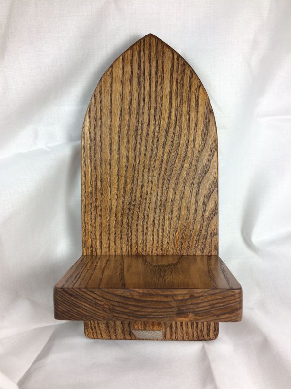 Gothic Display Candle Shelf 5&quot; x11&quot; Ash finished w/ Early American/Tung Oil