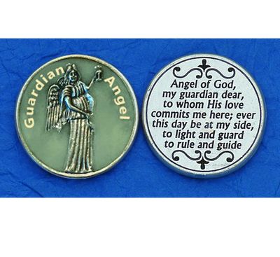 Guardian Angel &quot;Glow in the Dark&quot; prayer pocket coin/token