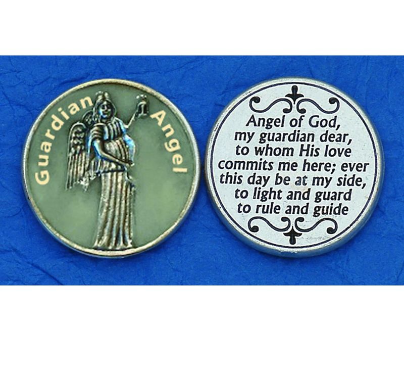 Guardian Angel &quot;Glow in the Dark&quot; prayer pocket coin/token