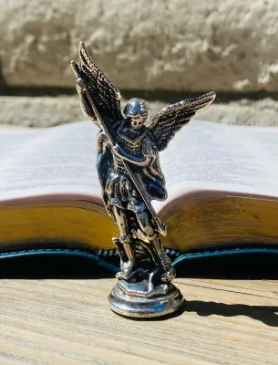 St Michael the Archangel 3&quot; Chrome Dashboard Statuette
