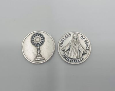 Our Lady of Peace with Monstrance pocket prayer token/coin