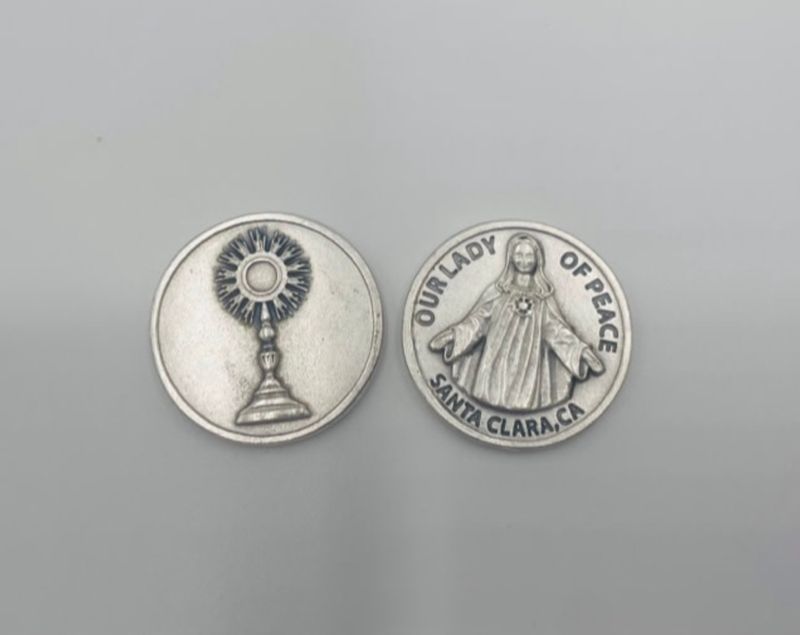 Our Lady of Peace with Monstrance pocket prayer token/coin