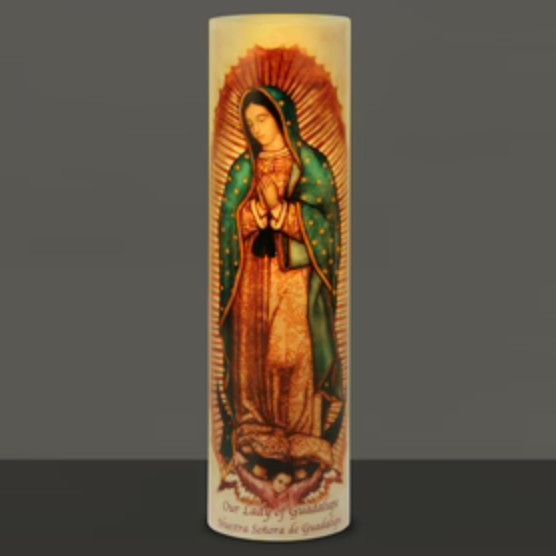 LED Candle  - Our Lady of Guadalupe (blue mantle)