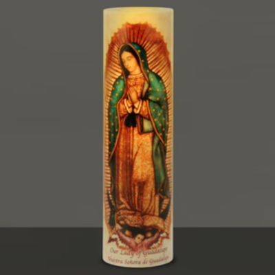 LED Candle  - Our Lady of Guadalupe (blue mantle)