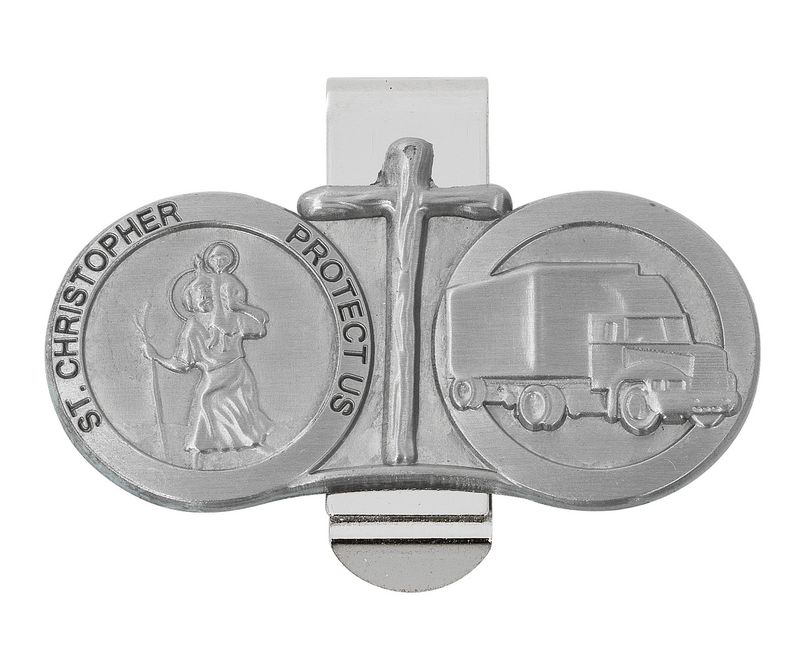 St Christopher 18 Wheeler Protection Visor Clip, Carded