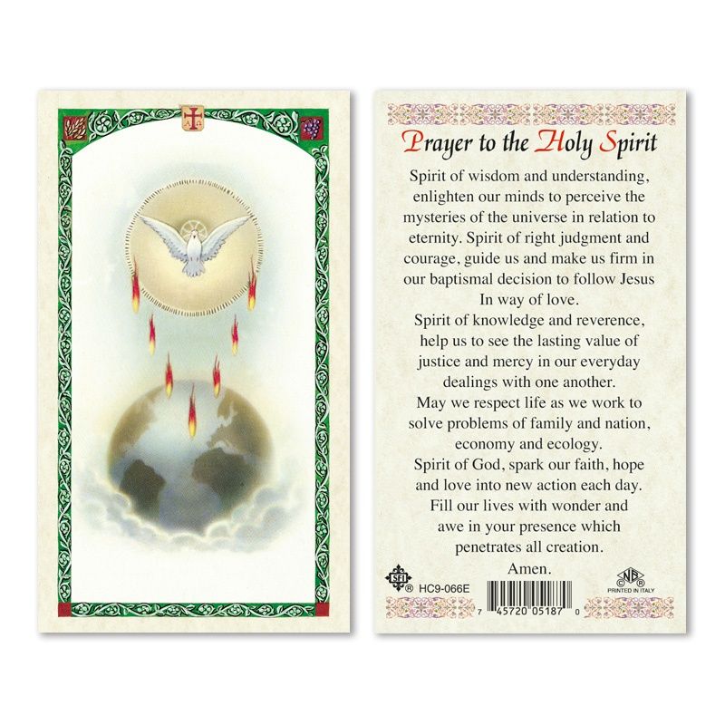 HCD &quot;Prayer to the Holy Spirit&quot; laminated prayer card