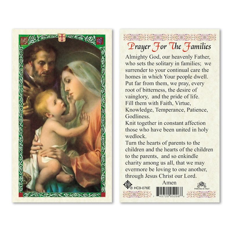 HCd Holy Family/&quot;Prayer for Families&quot;, laminated