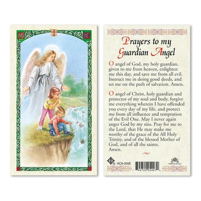 HCd Angel &amp; children on cliff/&quot;Prayers to my Guardian Angel&quot;, laminated
