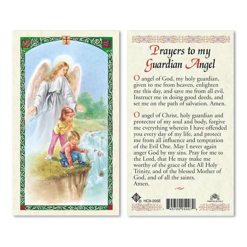 HCd Angel &amp; children on cliff/&quot;Prayers to my Guardian Angel&quot;, laminated