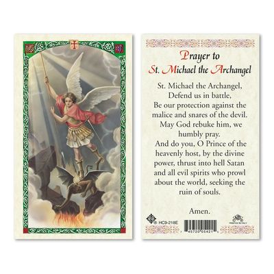 HCd St Michael the Archangel/&quot;Defend us in Battle&quot;, laminated