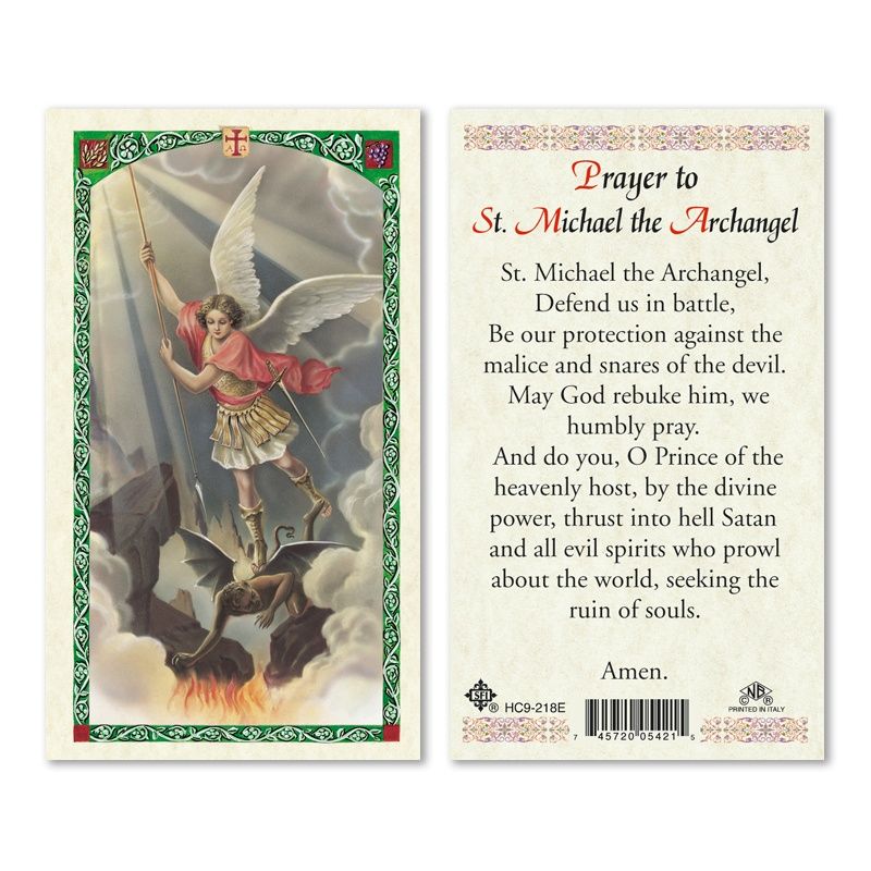 HCd St Michael the Archangel/&quot;Defend us in Battle&quot;, laminated