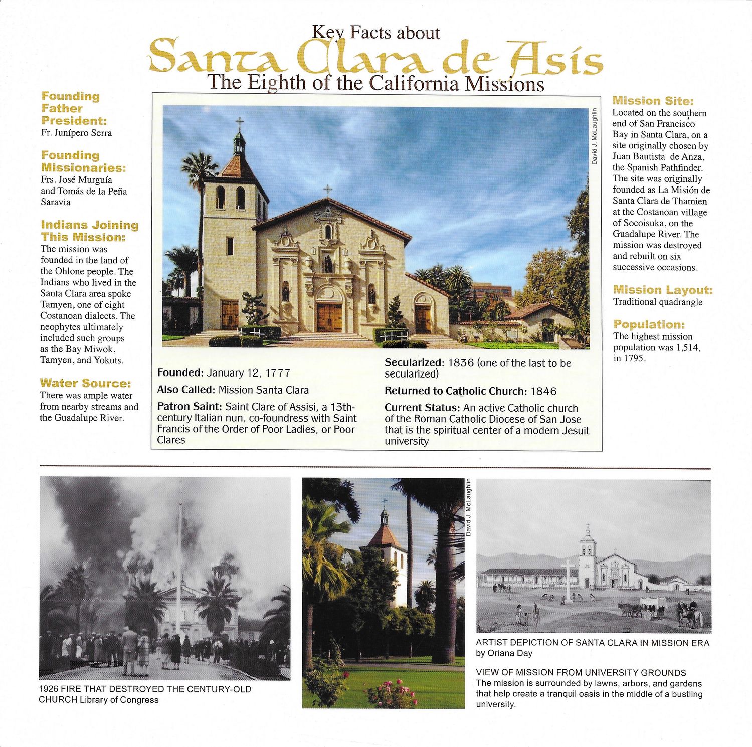 Santa Clara Mission Laminated Fact Sheet