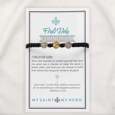 First Holy Communion St Benedict Bracelet - black