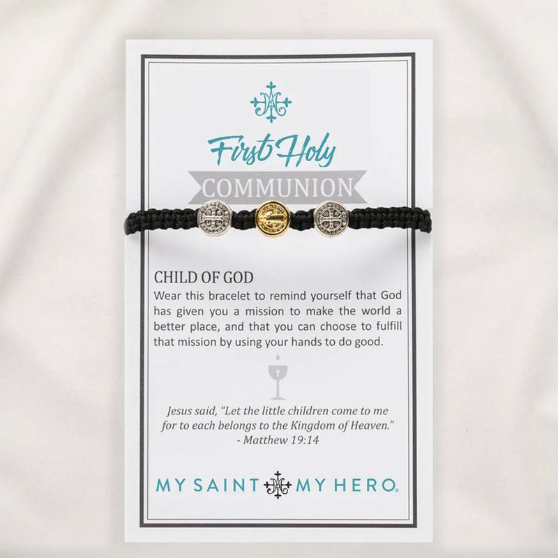 First Holy Communion St Benedict Bracelet - black