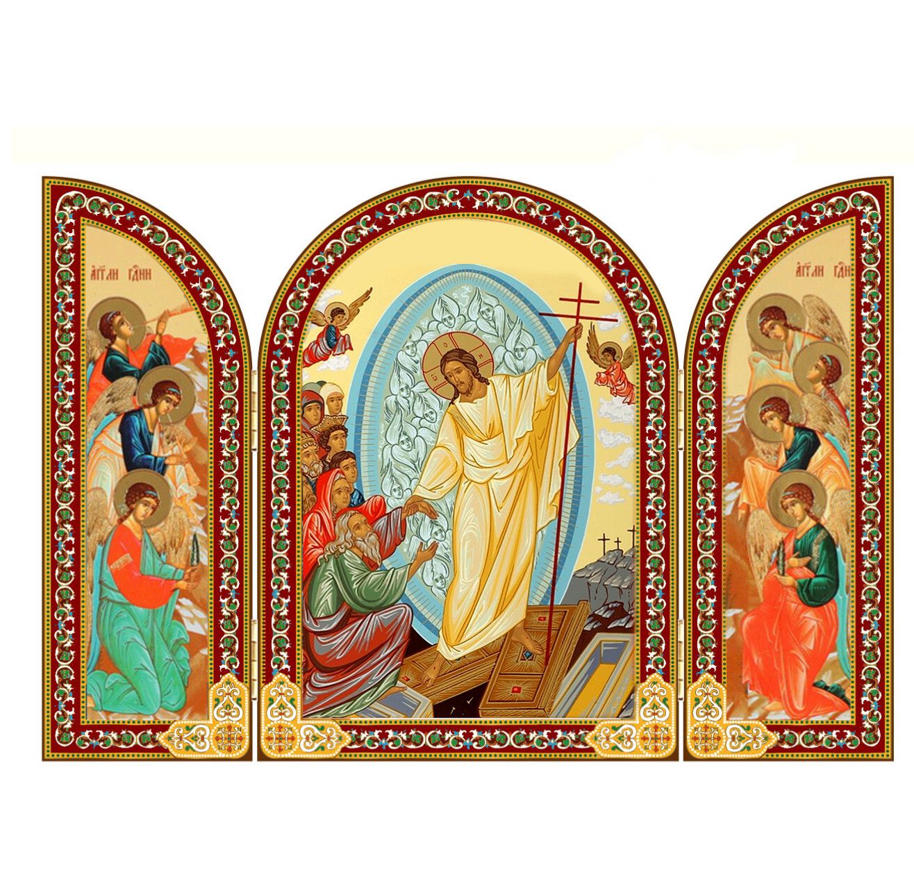 Resurrection of Christ Triptych Icon  4&quot;