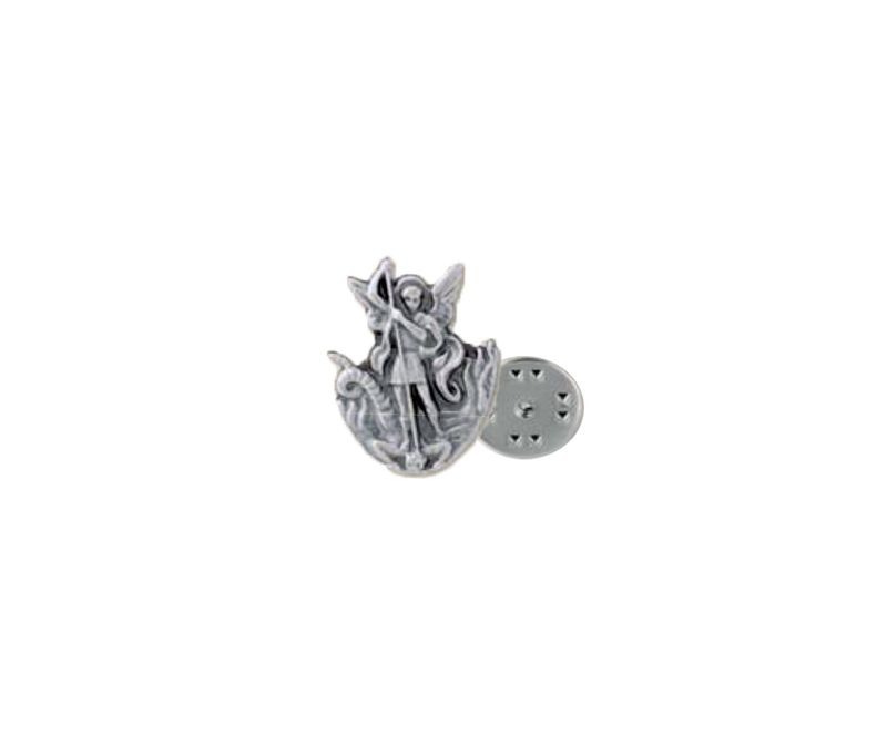 St Michael Lapel Pin - Silver-tone