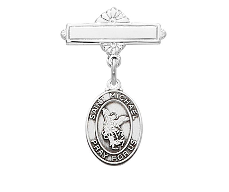 Sterling Silver St Michael Baby Pin